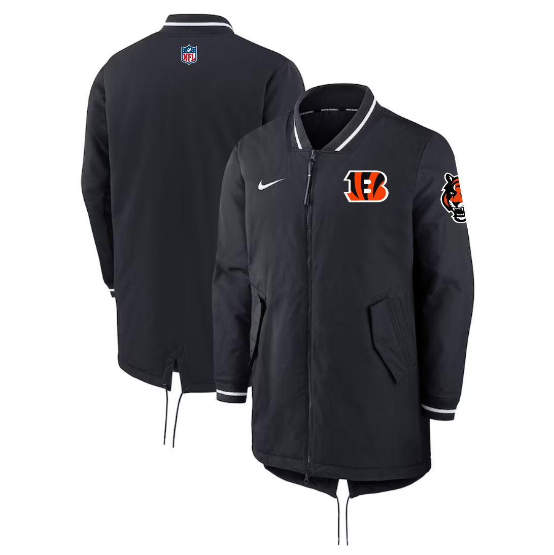 Men 2026 NFL Cincinnati Bengals black Extended Cotton Jacket style 01